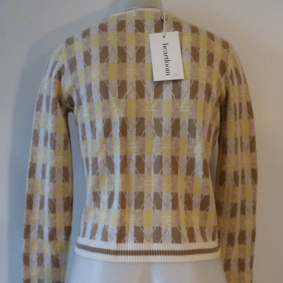 NWT Womens Heartloom Ivory Yellow Light Brown V-Neck Lilah Cardigan Sweater XS - Picture 8 of 10